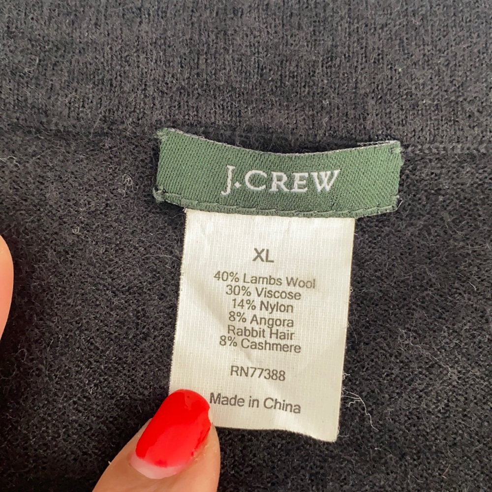 J.Crew lambs wool Vintage beaded black cardigan size XL - Picture 4 of 11